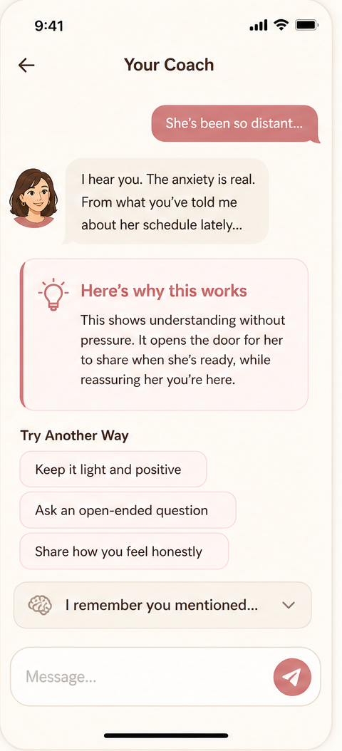KnoKno AI coach analyzing a chat