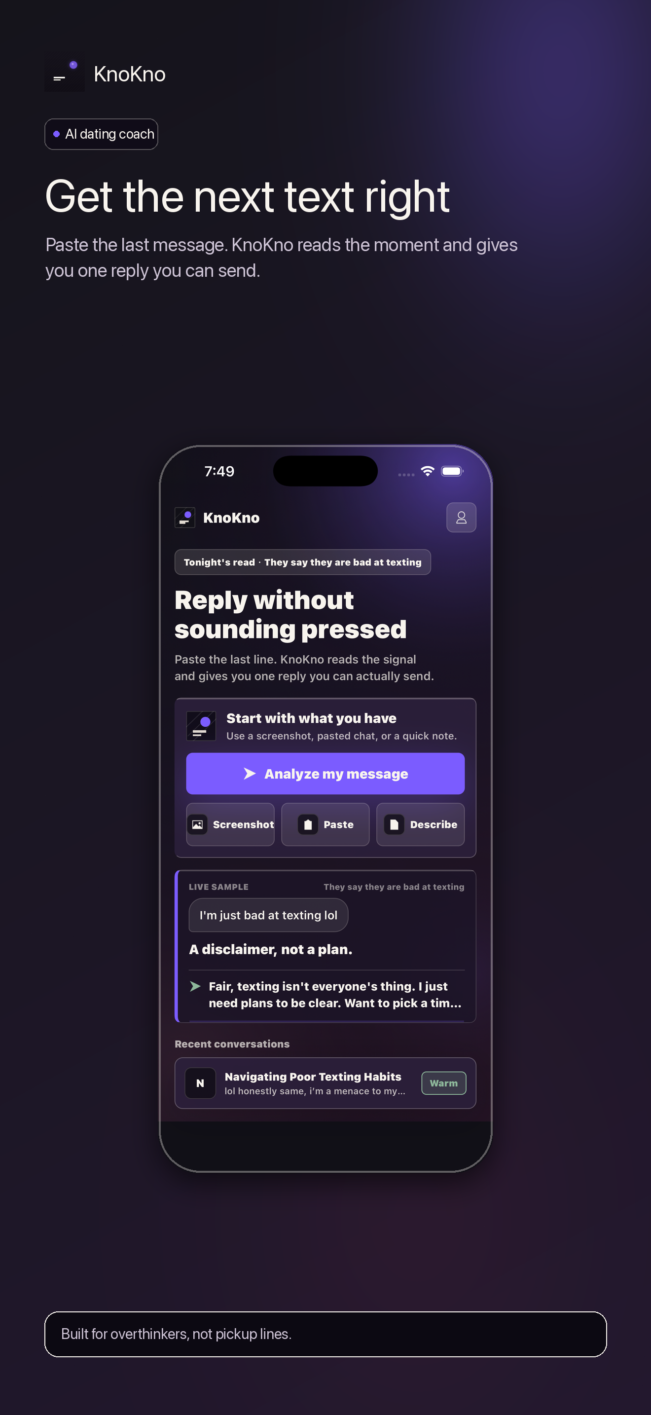 KnoKno screenshot showing the home screen